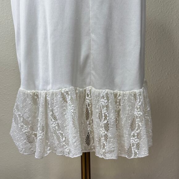 90s Y2k Cream Lace Slip Dress Romantic Coquette Dolly Cottage Mori Kei Morute M - Picture 4 of 8